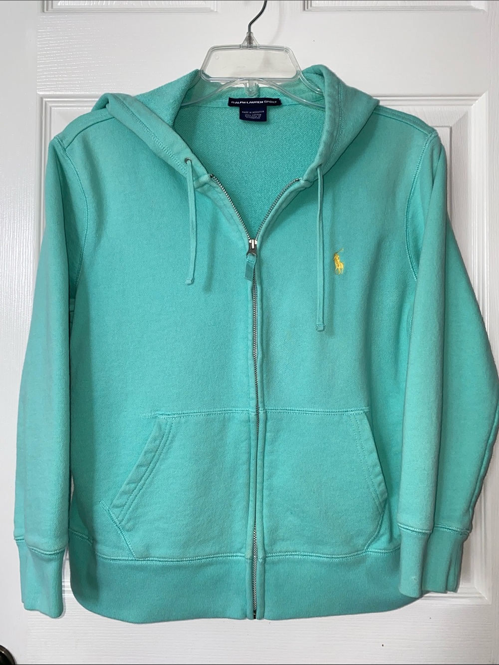 Ralph Lauren Teal Zip-Up Hoodie with Yellow Pony